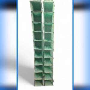 2 Shoe Organizers. Each holds 10 pairs of shoes. Teal and gray